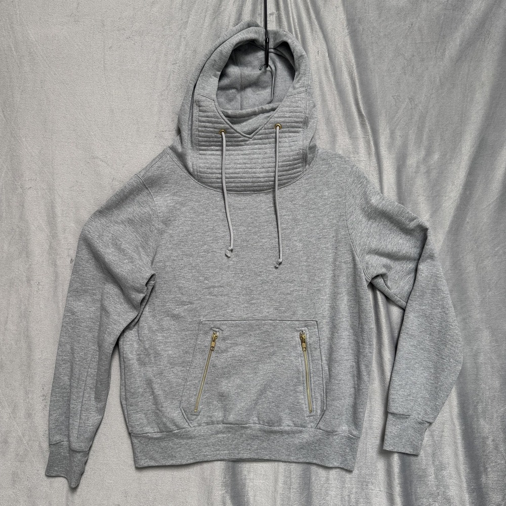 Lily & Lottie Hoodie Womens Small Gray Cowl Funnel Neck Quilted Thumbholes Scuba